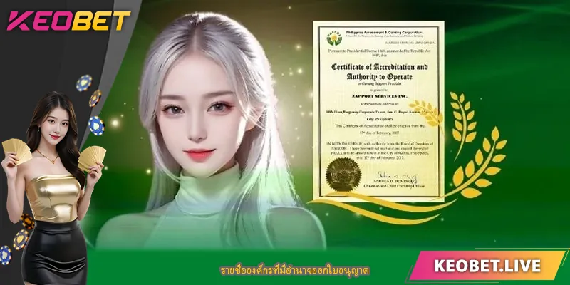 รายชื่อองค์กรที่มีอำนาจออกใบอนุญาต